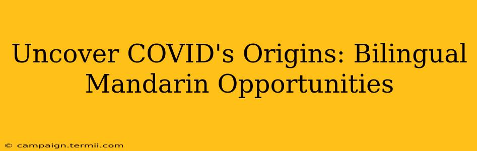 Uncover COVID's Origins: Bilingual Mandarin Opportunities