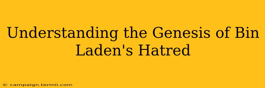 Understanding the Genesis of Bin Laden's Hatred