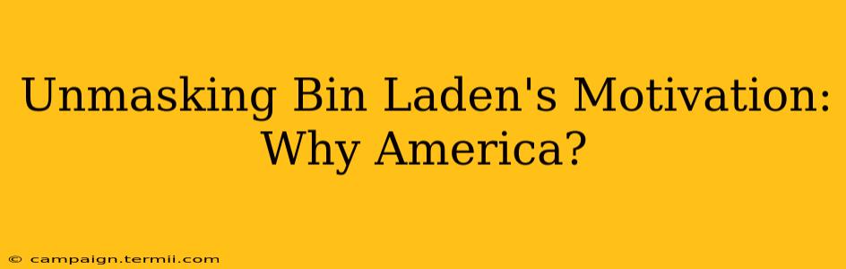 Unmasking Bin Laden's Motivation: Why America?