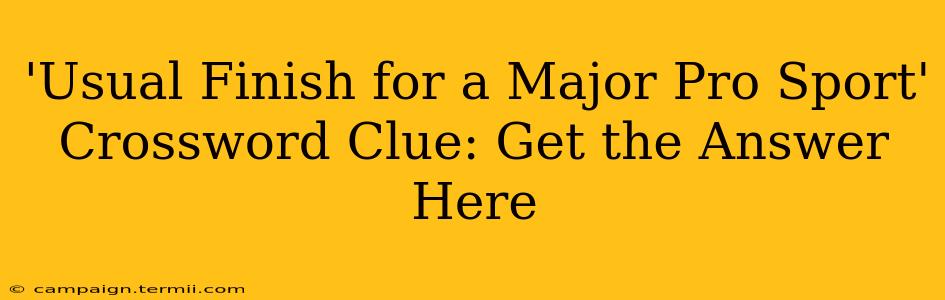 'Usual Finish for a Major Pro Sport' Crossword Clue: Get the Answer Here