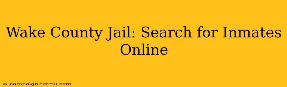 Wake County Jail: Search for Inmates Online