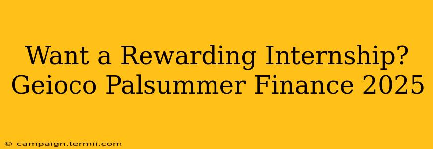 Want a Rewarding Internship? Geioco Palsummer Finance 2025