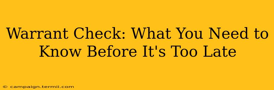 Warrant Check: What You Need to Know Before It's Too Late