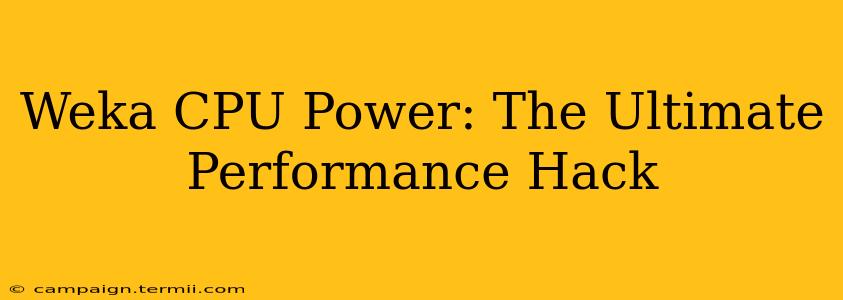 Weka CPU Power: The Ultimate Performance Hack