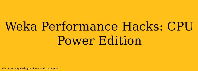 Weka Performance Hacks: CPU Power Edition