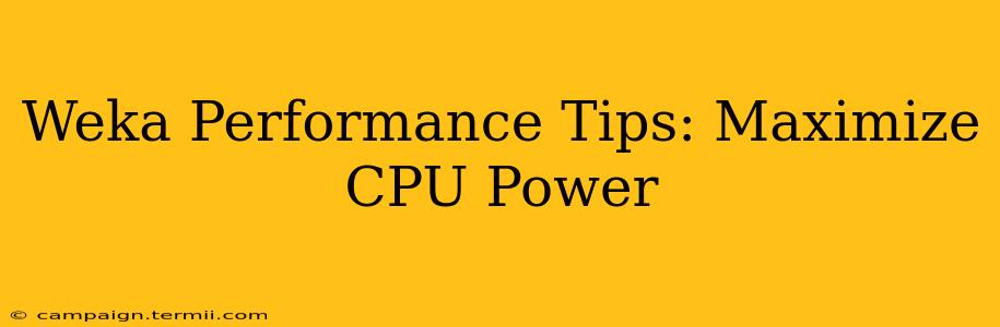 Weka Performance Tips: Maximize CPU Power