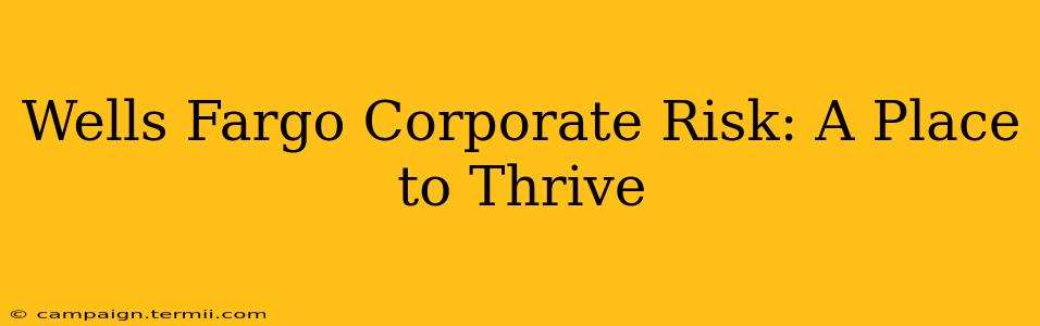 Wells Fargo Corporate Risk: A Place to Thrive