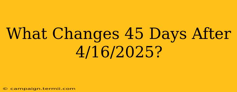 What Changes 45 Days After 4/16/2025?