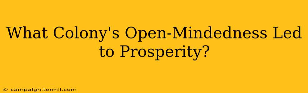 What Colony's Open-Mindedness Led to Prosperity?