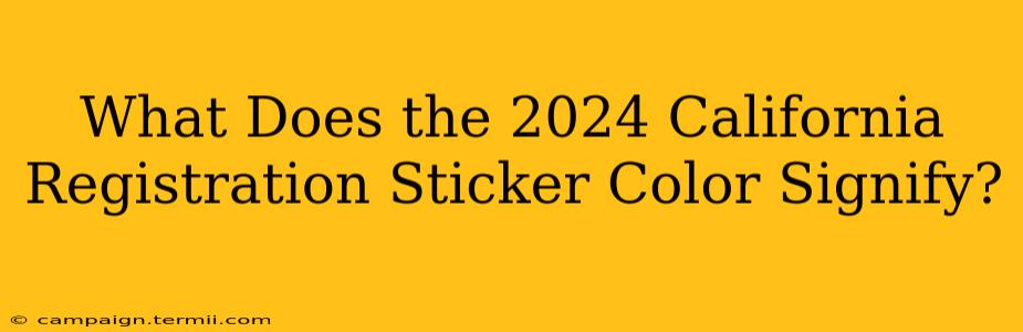 What Does the 2024 California Registration Sticker Color Signify?