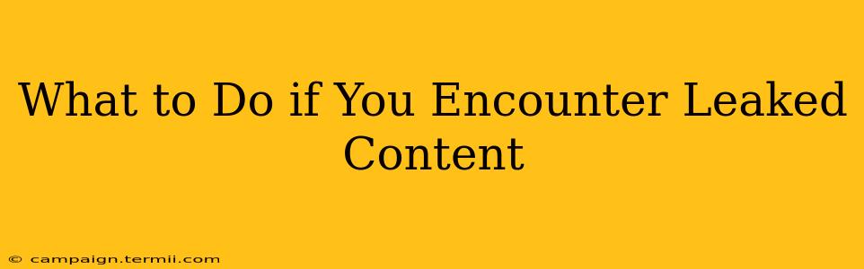 What to Do if You Encounter Leaked Content