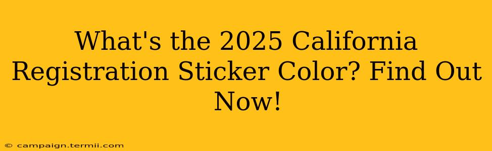 What's the 2025 California Registration Sticker Color? Find Out Now!