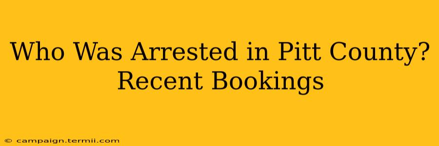 Who Was Arrested in Pitt County? Recent Bookings