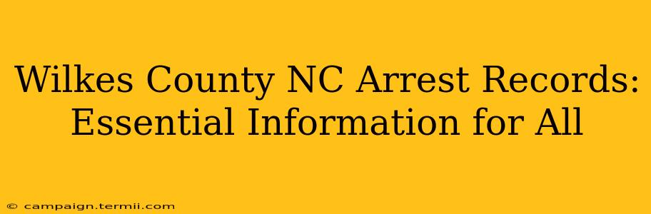 Wilkes County NC Arrest Records: Essential Information for All