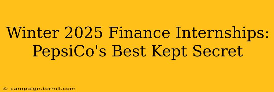 Winter 2025 Finance Internships: PepsiCo's Best Kept Secret