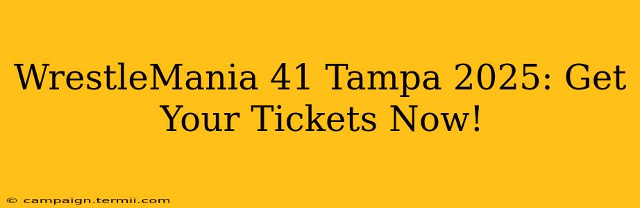 WrestleMania 41 Tampa 2025: Get Your Tickets Now!