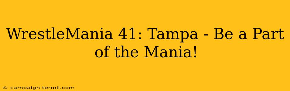 WrestleMania 41: Tampa - Be a Part of the Mania!