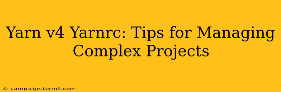 Yarn v4 Yarnrc: Tips for Managing Complex Projects