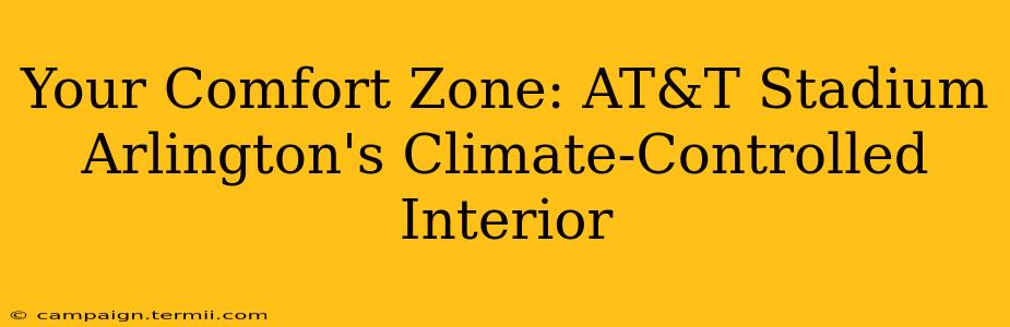 Your Comfort Zone: AT&T Stadium Arlington's Climate-Controlled Interior