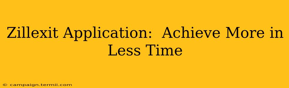 Zillexit Application:  Achieve More in Less Time