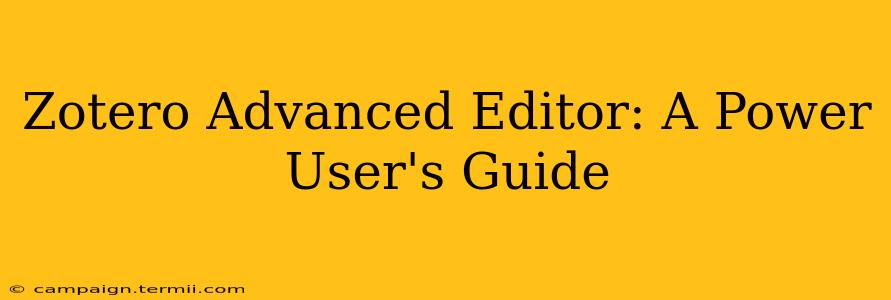 Zotero Advanced Editor: A Power User's Guide