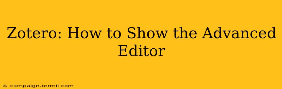 Zotero: How to Show the Advanced Editor