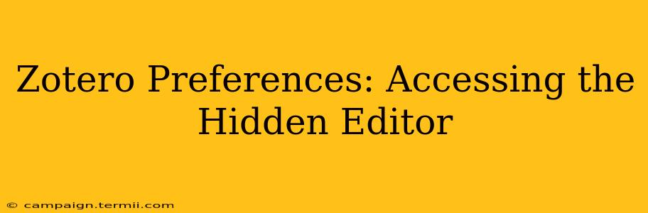 Zotero Preferences: Accessing the Hidden Editor