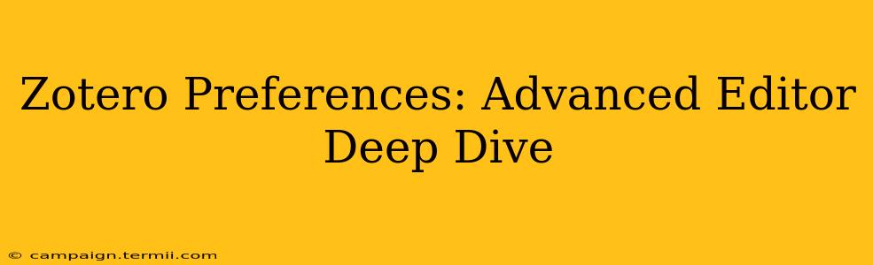 Zotero Preferences: Advanced Editor Deep Dive