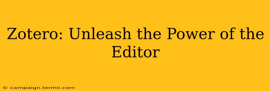 Zotero: Unleash the Power of the Editor